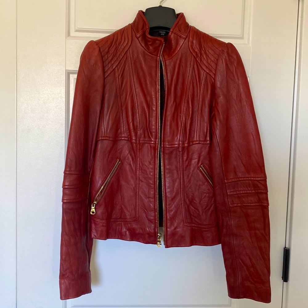 Guess leather jacket red